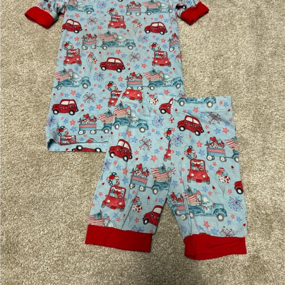 Kids Pajama Set with Red Cars on Blue - Picture 1 of 1
